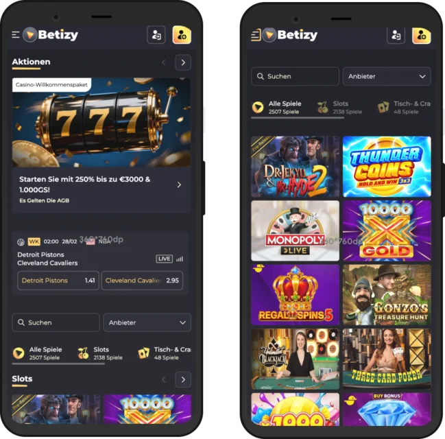 Betizy Mobile App und Nutzung